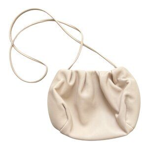 OAK + FORT Nude Faux Leather Scrunch Top Clutch Cloud Crossbody Mini Purse Bag